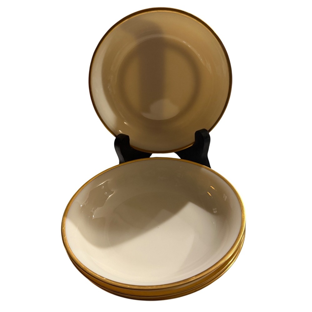 Lenox Mansfield Ivory Gold‎ Trim Fruit Dessert Bowls Set of 4 Made in USA